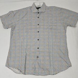 Bogosse Textured Grid Button Up Shirt Size 5 Multicolor